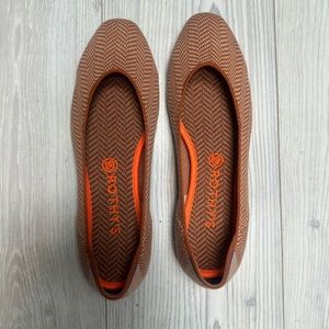 Rothy’s Square Toe Flats in Camel Herringbone Merino Size 10 EUC